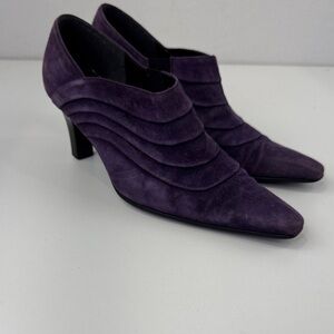 Gabor Purple Suede Heeled Ankle Boots